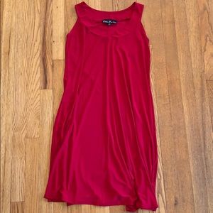 Red high neck shift dress